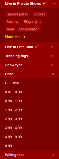 Category filters on LiveJasmin.com